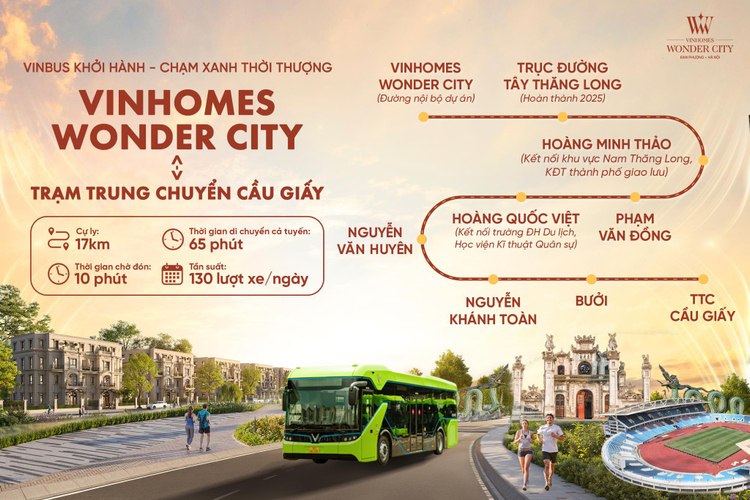 Tuyến VinBus Vinhomes Wonder City: Đòn bẩy hạ tầng nâng tầm giá trị đầu tư phía Tây Hà Nội