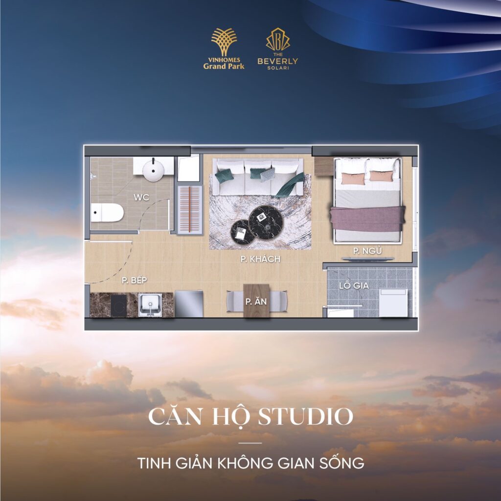 Layout thiết kế căn hộ Studio - The Tropical