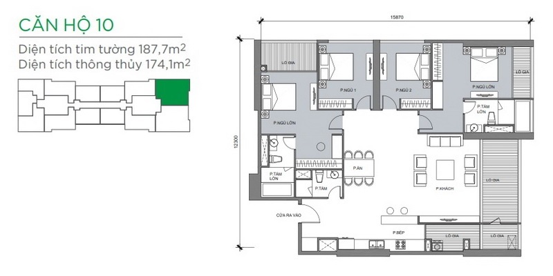 Mặt bằng căn hộ 4PN tòa Park 3 Vinhomes Central Park