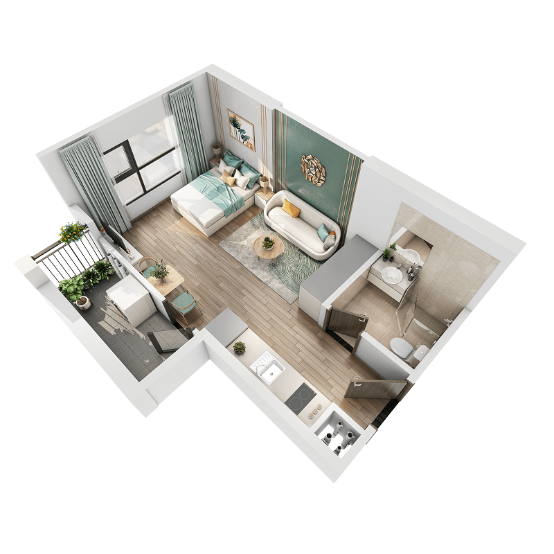 Thiết kế căn Studio tòa GS5 The Miami Vinhomes Smart City