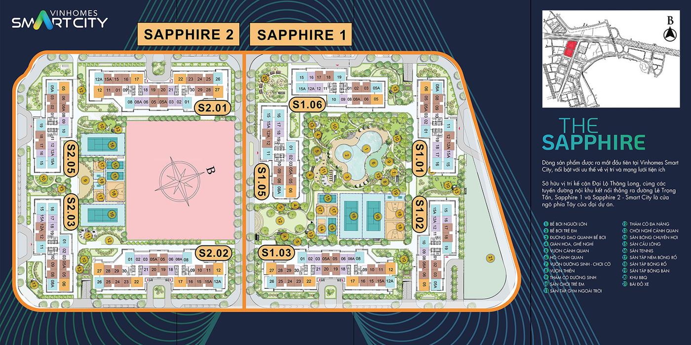 Mặt bằng tổng thể tòa S2.05 The Saphire 2 Vinhomes Smart City