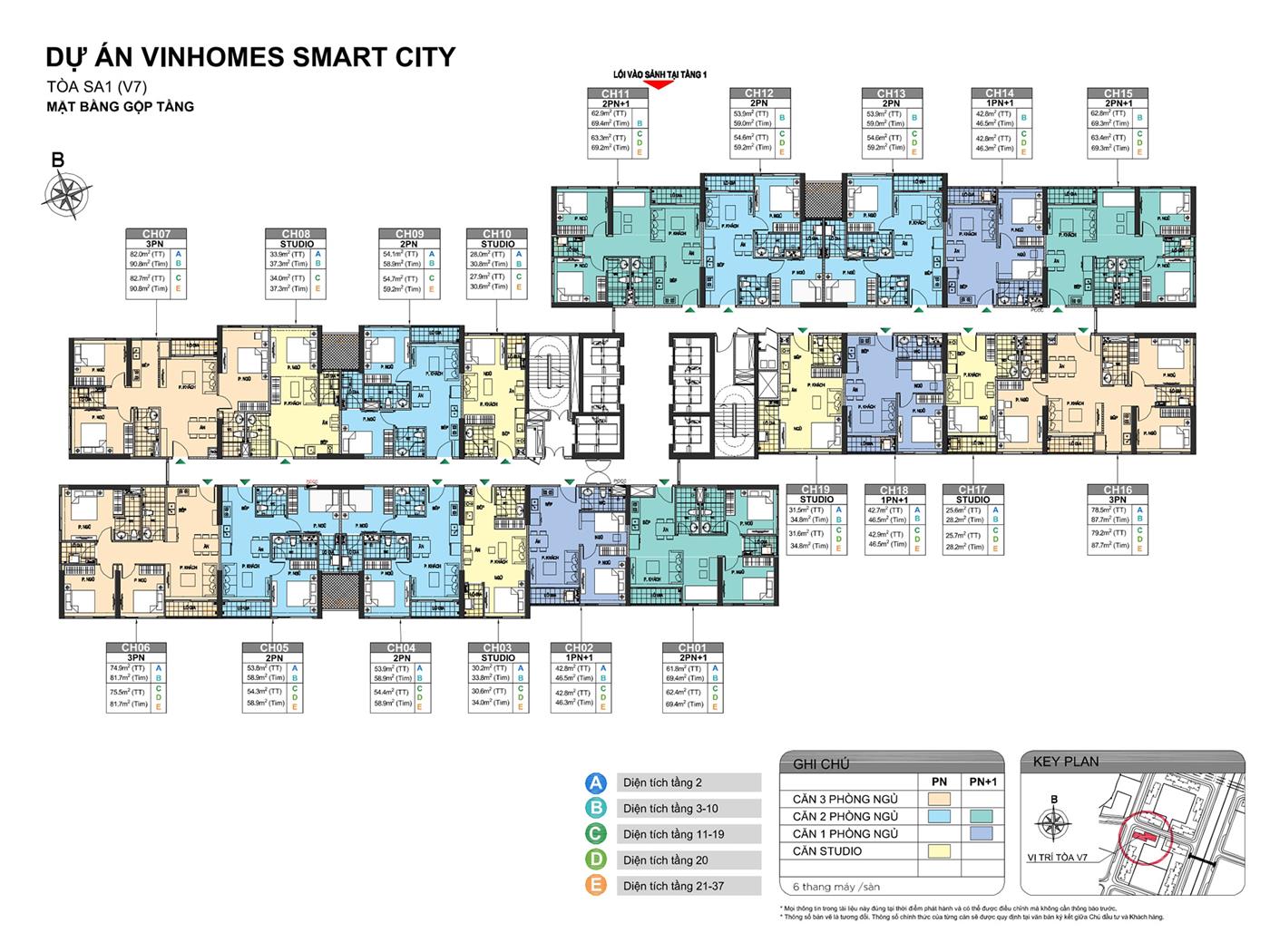 Mặt bằng tầng điển hình tòa SA1 The Sakure