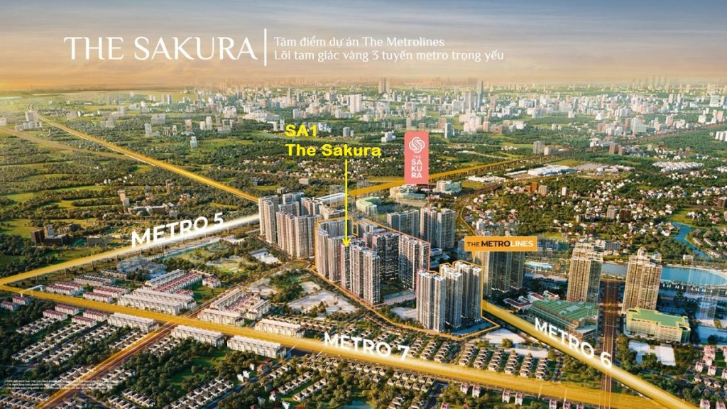 Phối cảnh vị trí tòa SA1 The Sakura Smart City