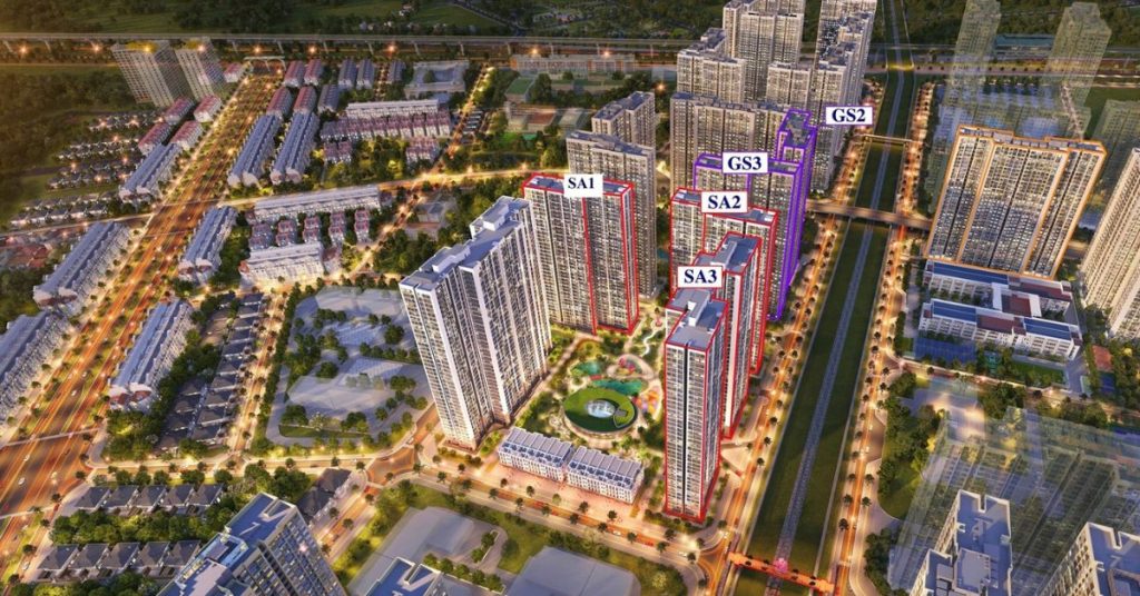 Phối cảnh vị trí tòa SA3 The Sakura Smart City