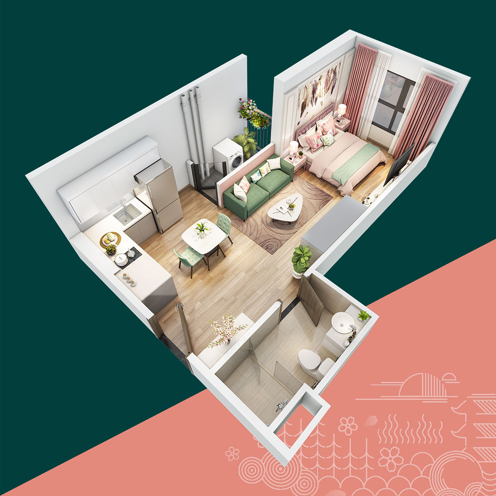 Căn hộ studio SA5 33.5 m2