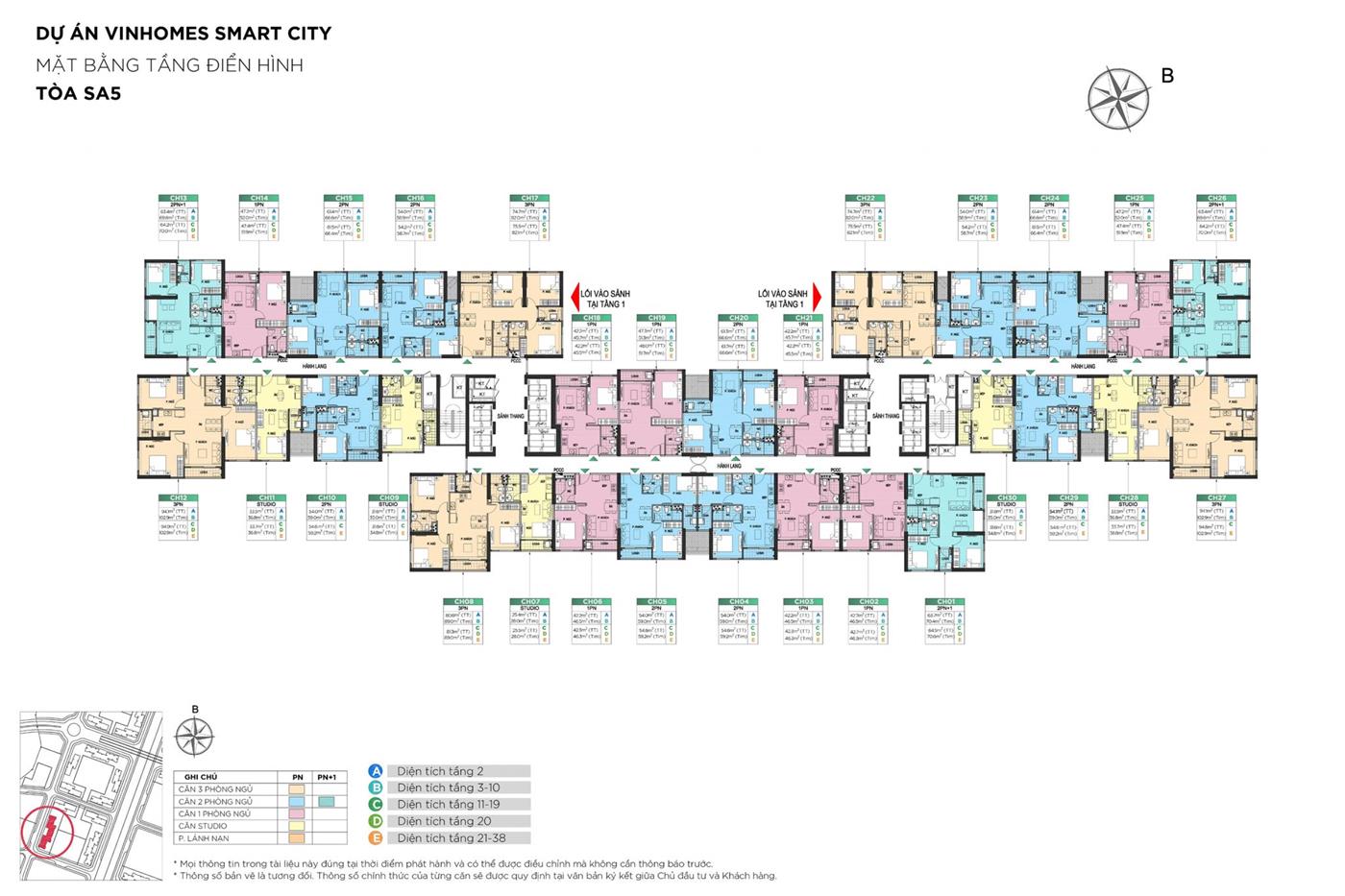 Mặt bằng tầng điển hình tòa SA5 The Sakure
