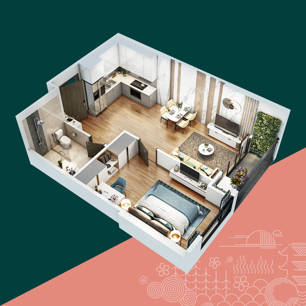 Căn hộ 1PN SA5 47.2 m2