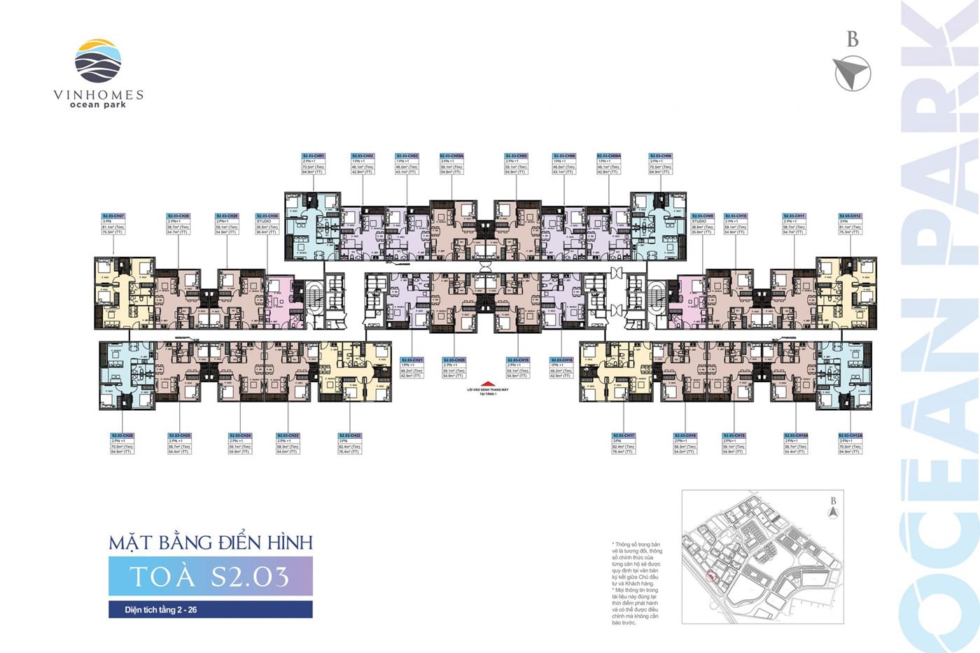 Mặt bằng tầng chi tiết tòa S2.03 The Sapphire 2
