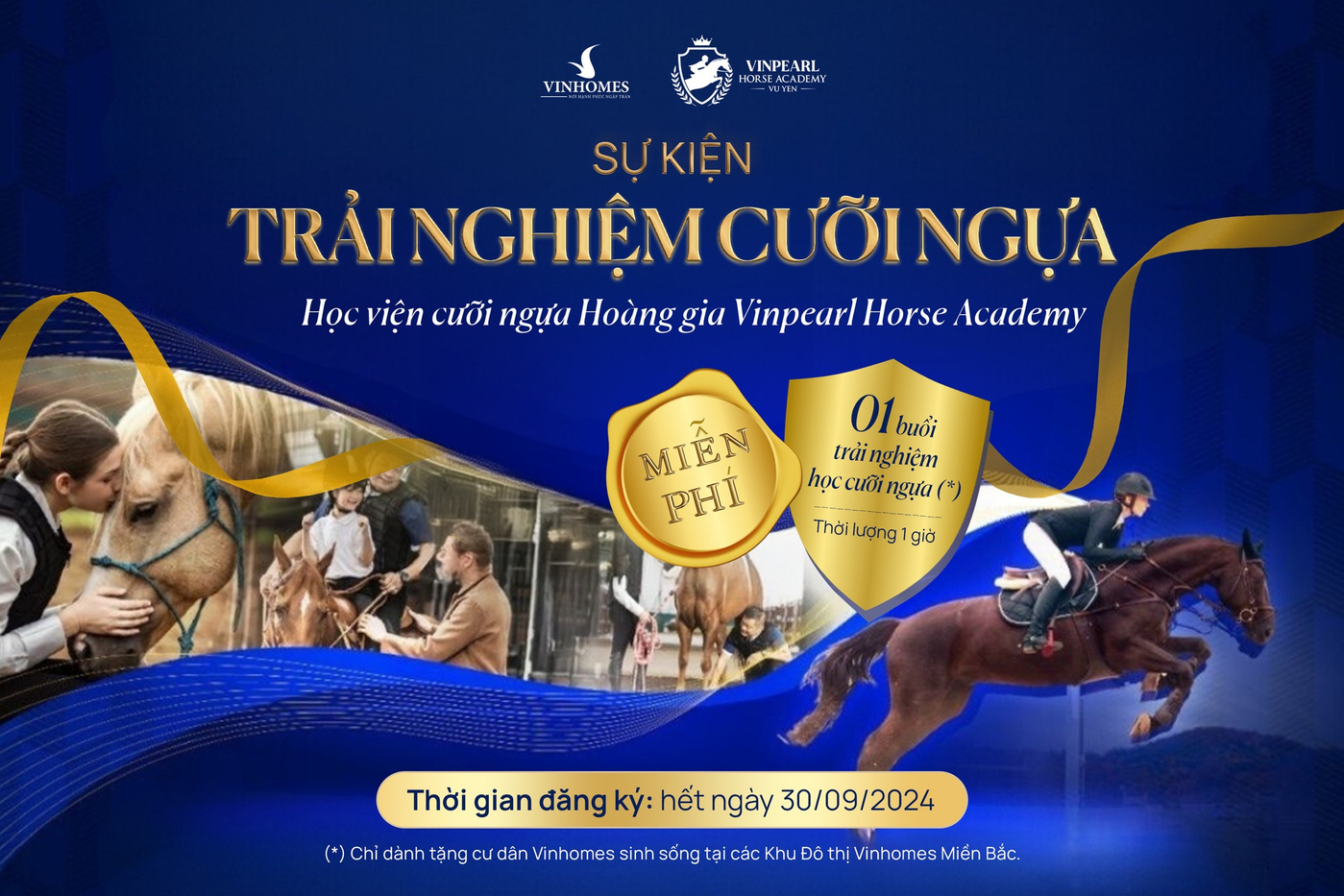 Cơ hội trải nghiệm cưỡi ngựa miễn phí tại Vinpearl Horse Academy