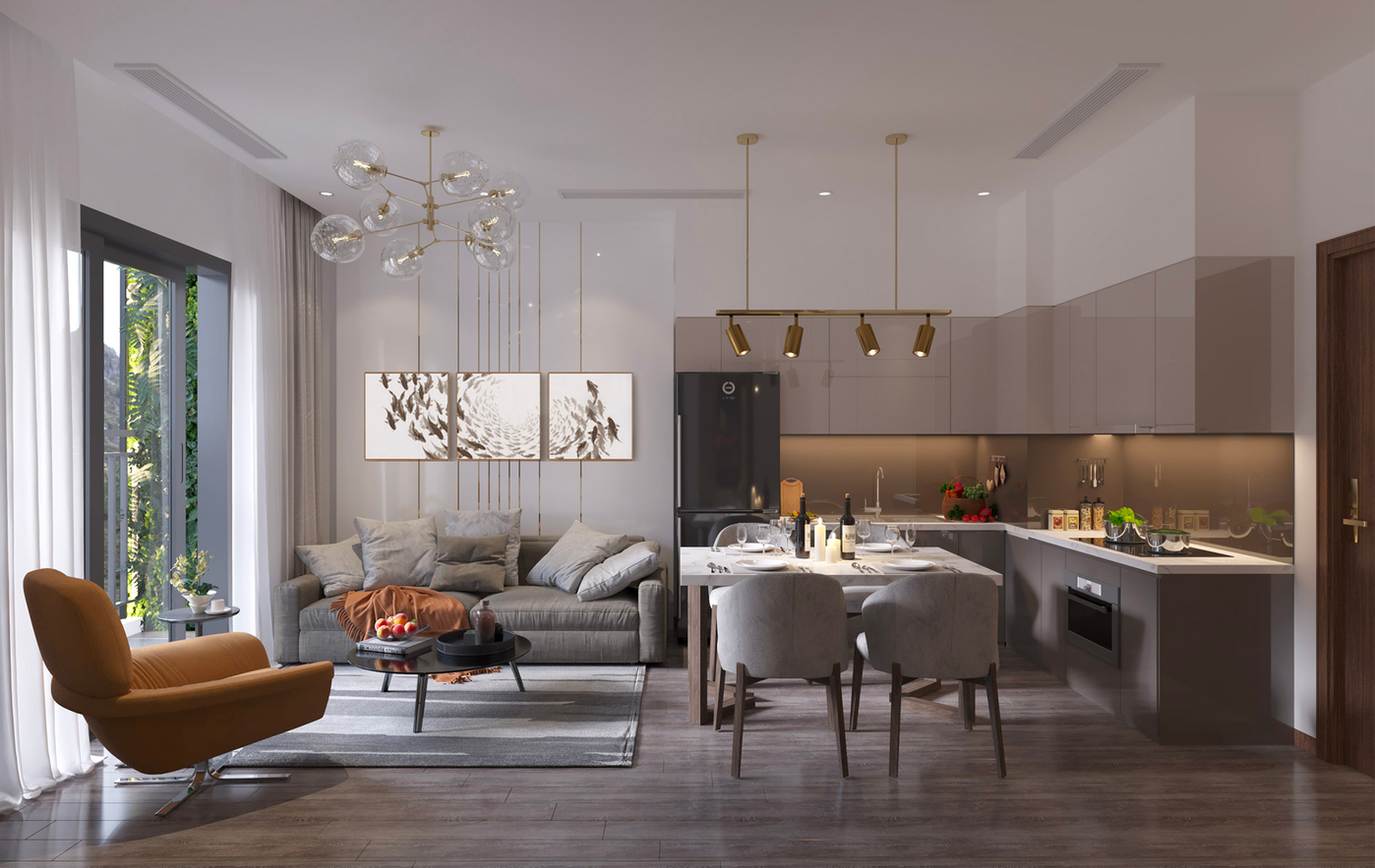 Thiết kế nội thất cao cấp toát lên vẻ đẹp xa hoa, sang trọng cho căn hộ (Nguồn: Vinhomes)