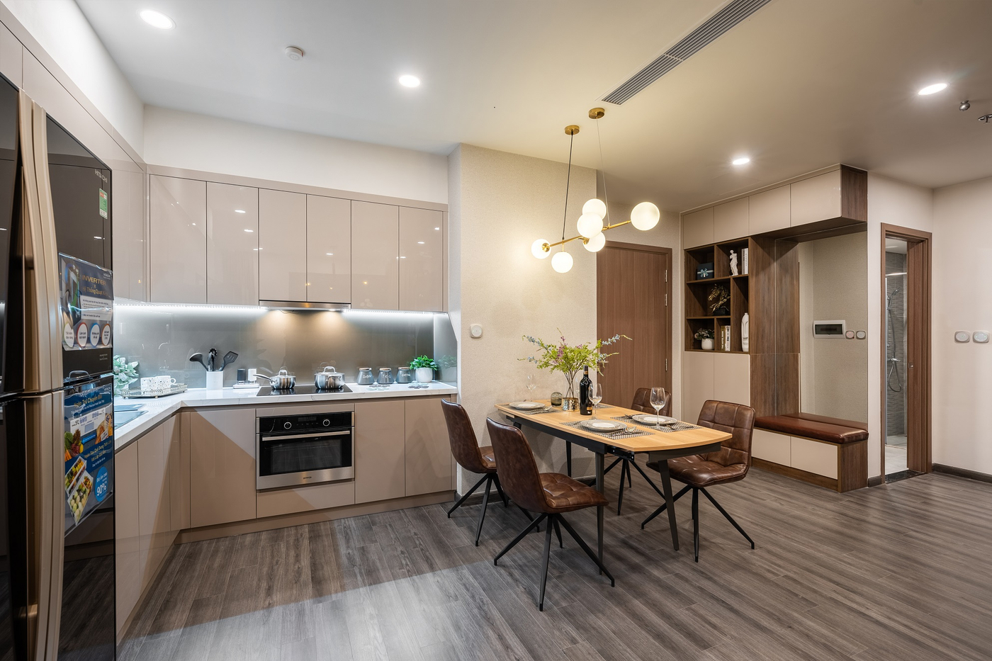 Hình ảnh nhà bếp mẫu của căn hộ thuộc khu The Zenpark - Vinhomes Ocean Park.