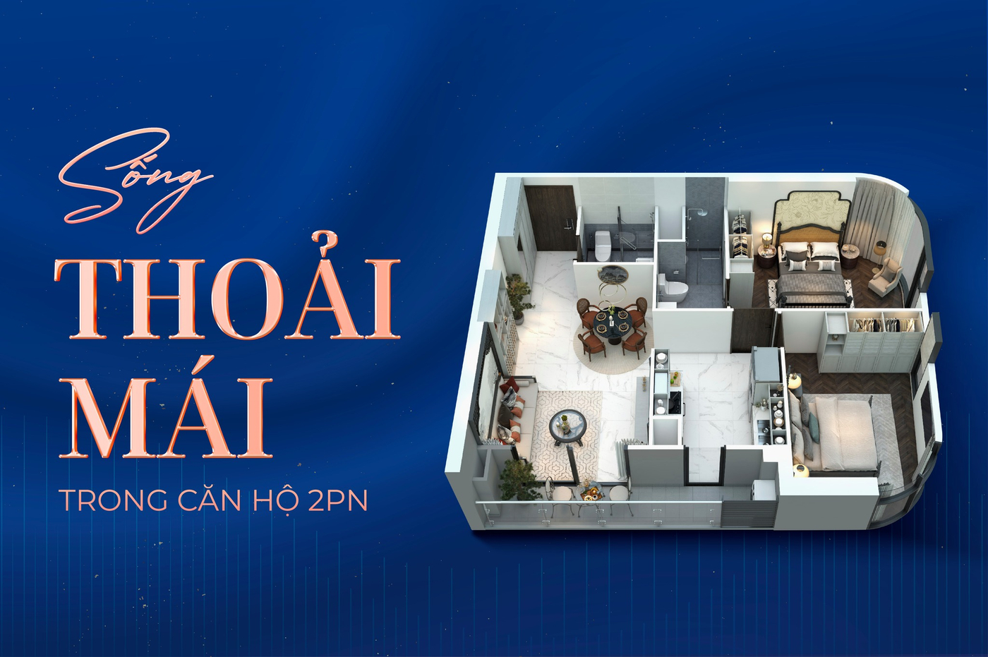 Layout căn 2 ngủ The Opus One