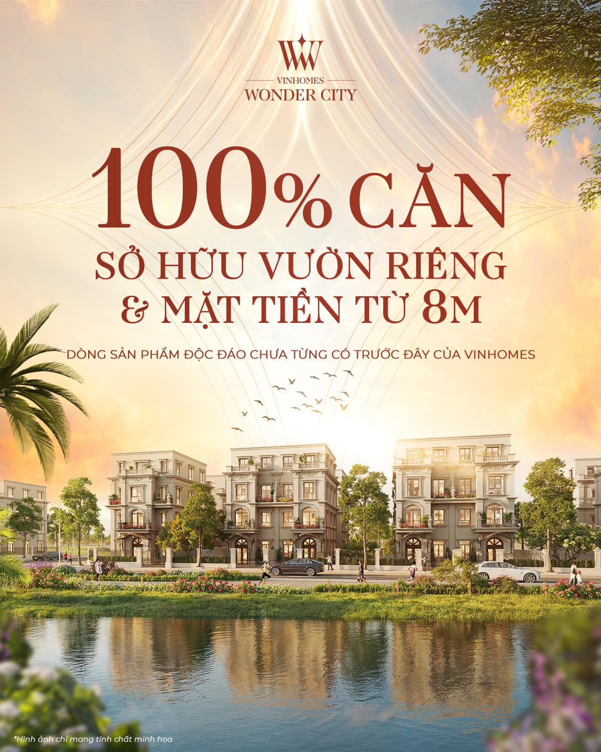 100% căn sở hữu vườn riêng & mặt tiền từ 8 mét.