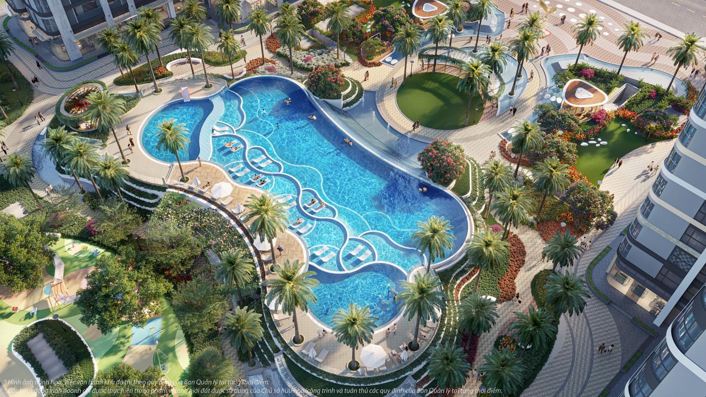 Phối cảnh bể bơi 3 tầng khi nhìn từ trên cao