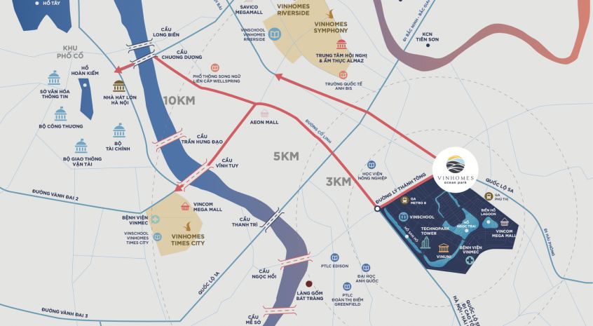 Vị trí đắc địa của dự án Vinhomes Ocean Park 1