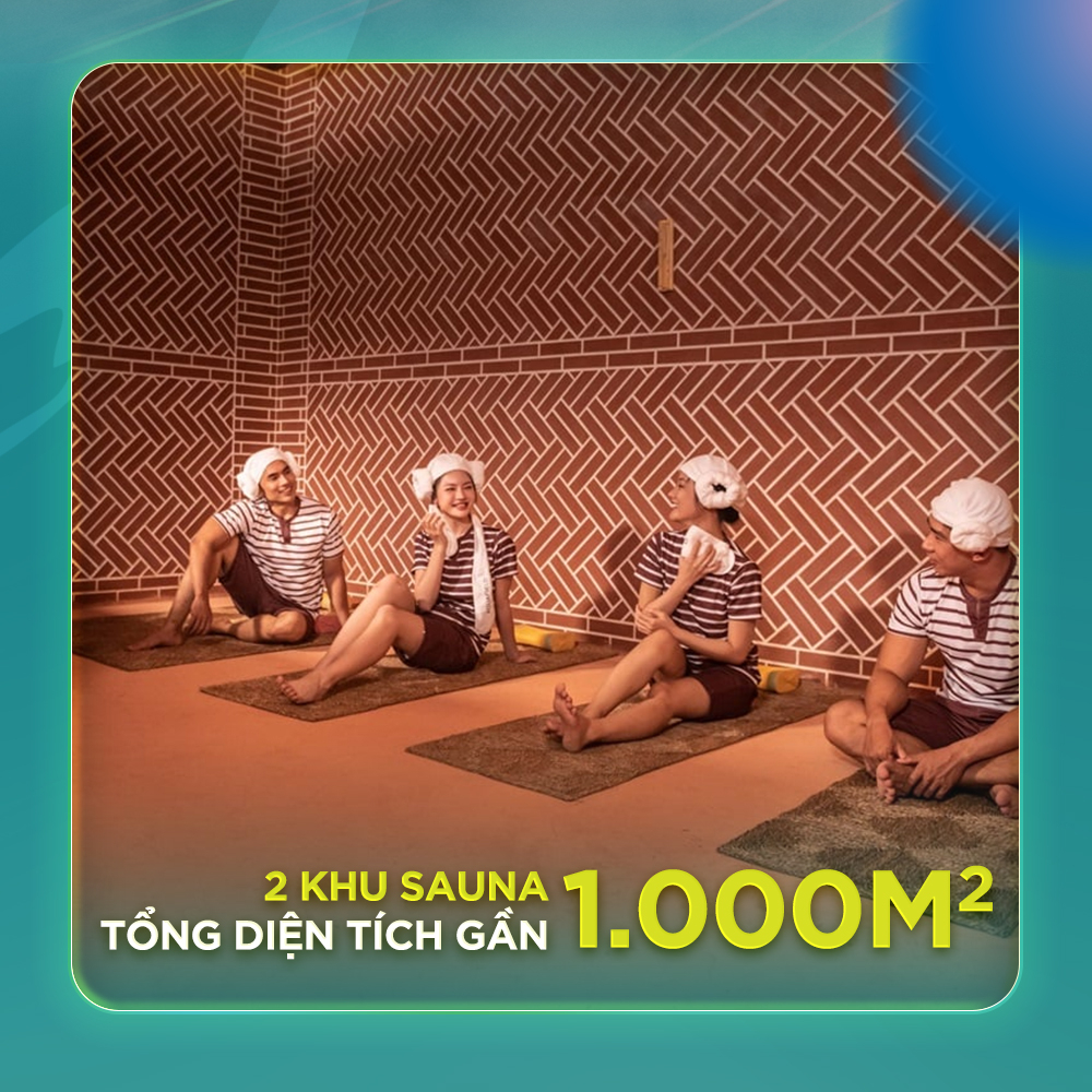 2 khu sauna: Với tổng diện tích gần 1.000m², các khu sauna tại Aquafield Hà Nội được thiết kế tinh tế, mang đến không gian lý tưởng để bạn thả lỏng cơ thể, giải tỏa căng thẳng, và 