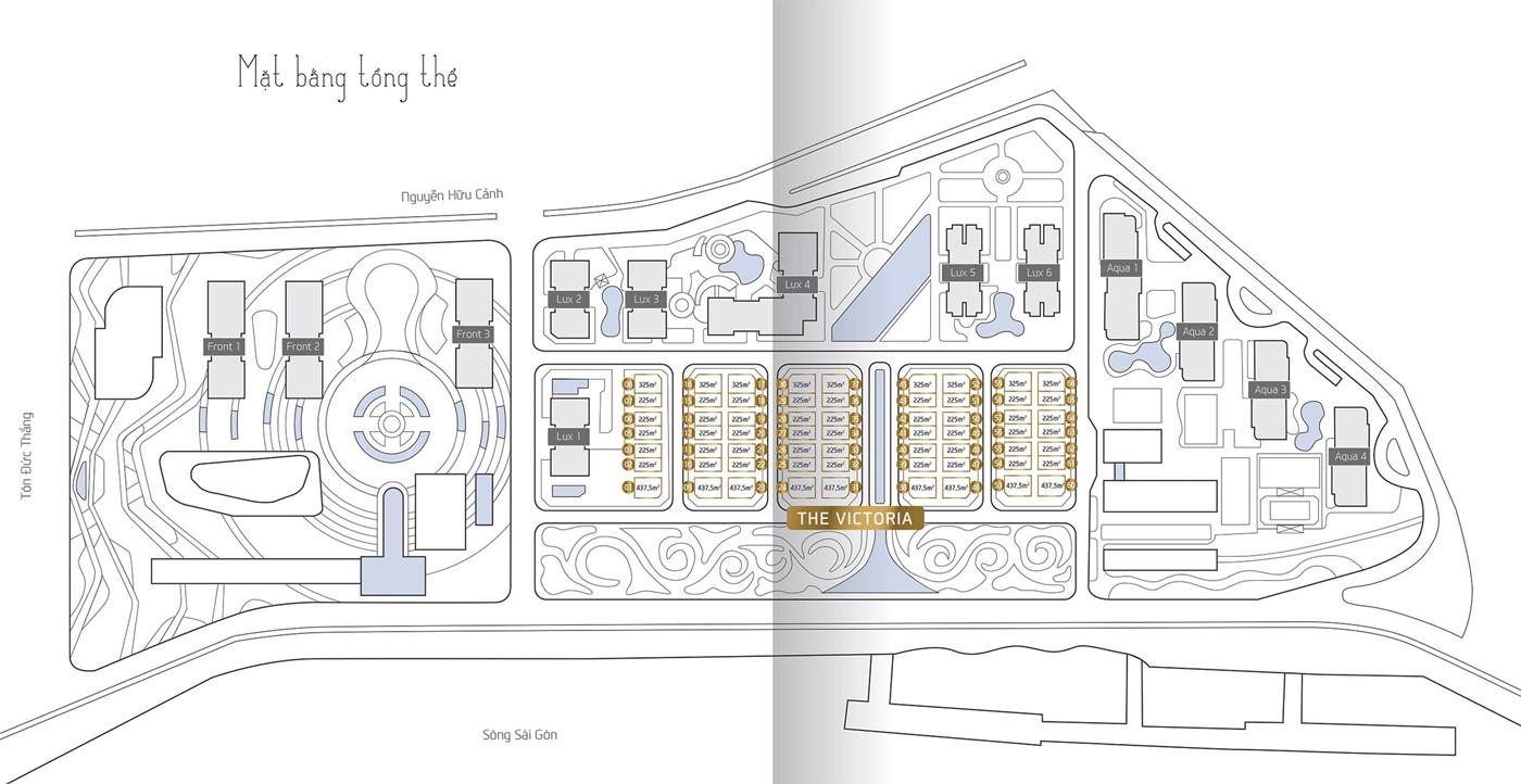 Layout biệt thự The Victoria Bason tại dự án Vinhomes Golden River.