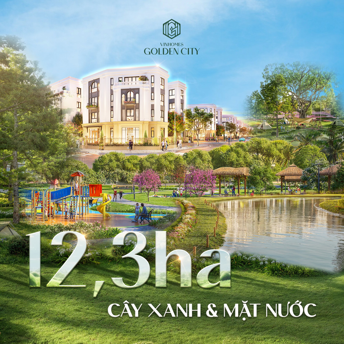Khu Thiên Hà sở hữu diện tích cây xanh & mặt nước ấn tượng - 12,3ha