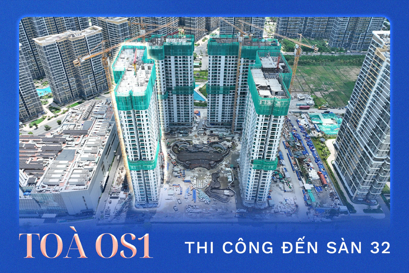 Tòa OS1: Đã thi công vững vàng đến tầng 32.