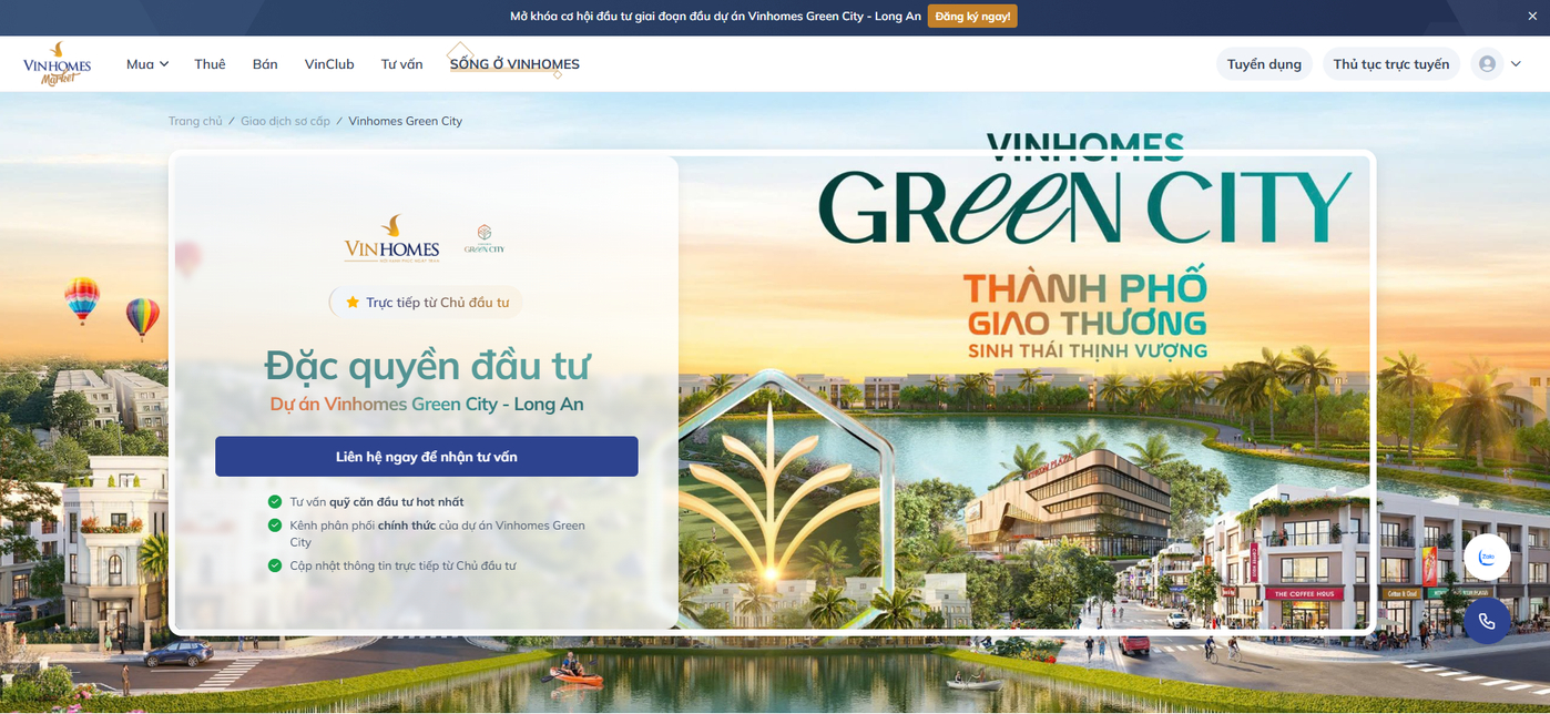 Nhận tư vấn ngay dự án Vinhomes Green City từ chủ đầu tư Vinhomes