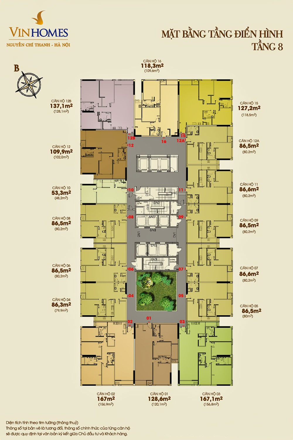 Mặt bằng tầng điển hình Vinhomes Nguyễn Chí Thanh
