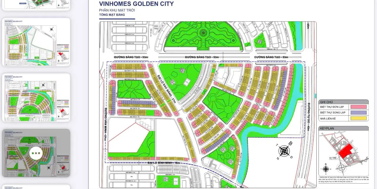 Mặt bằng 5 phân khu Vinhomes Golden City