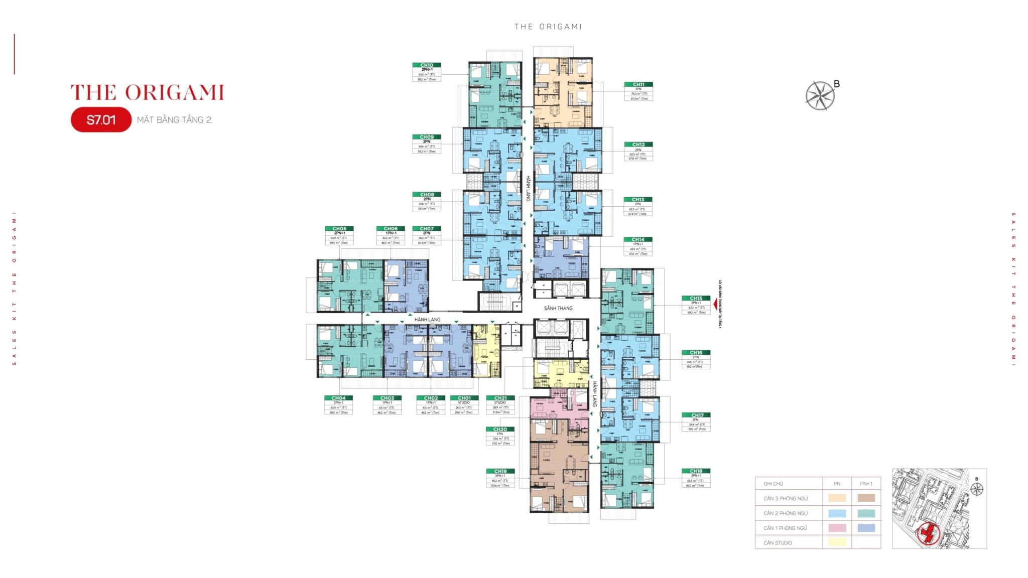 Mặt bằng tầng 2 toà S7.01 - The Origami
