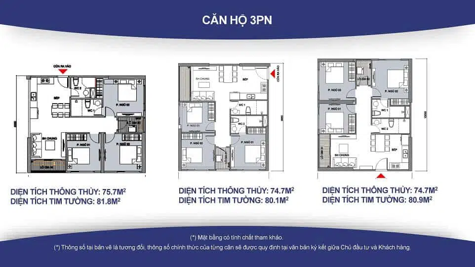 Layout thiết kế căn hộ 3PN Vinhomes Quận 9