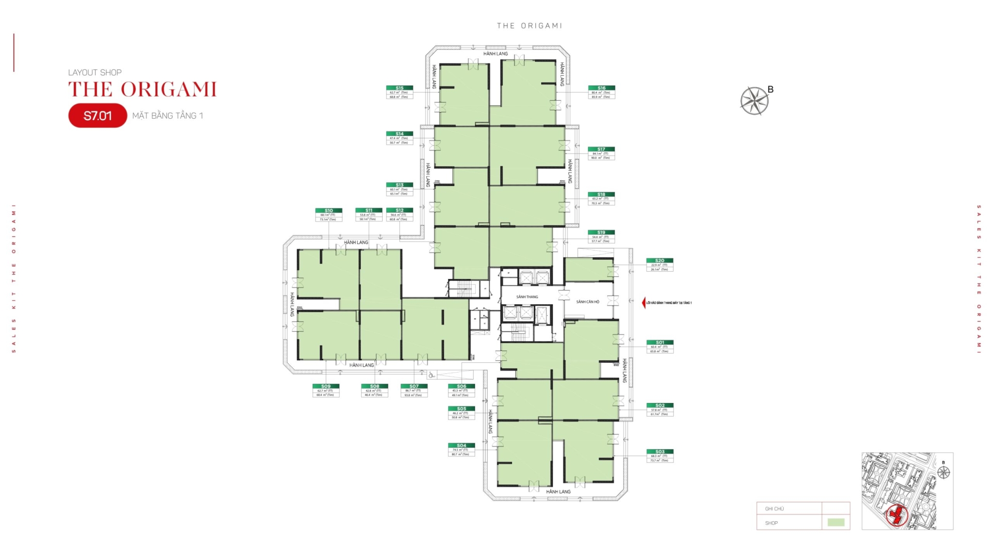 Mặt bằng tầng 1 toà S7.01 - The Origami