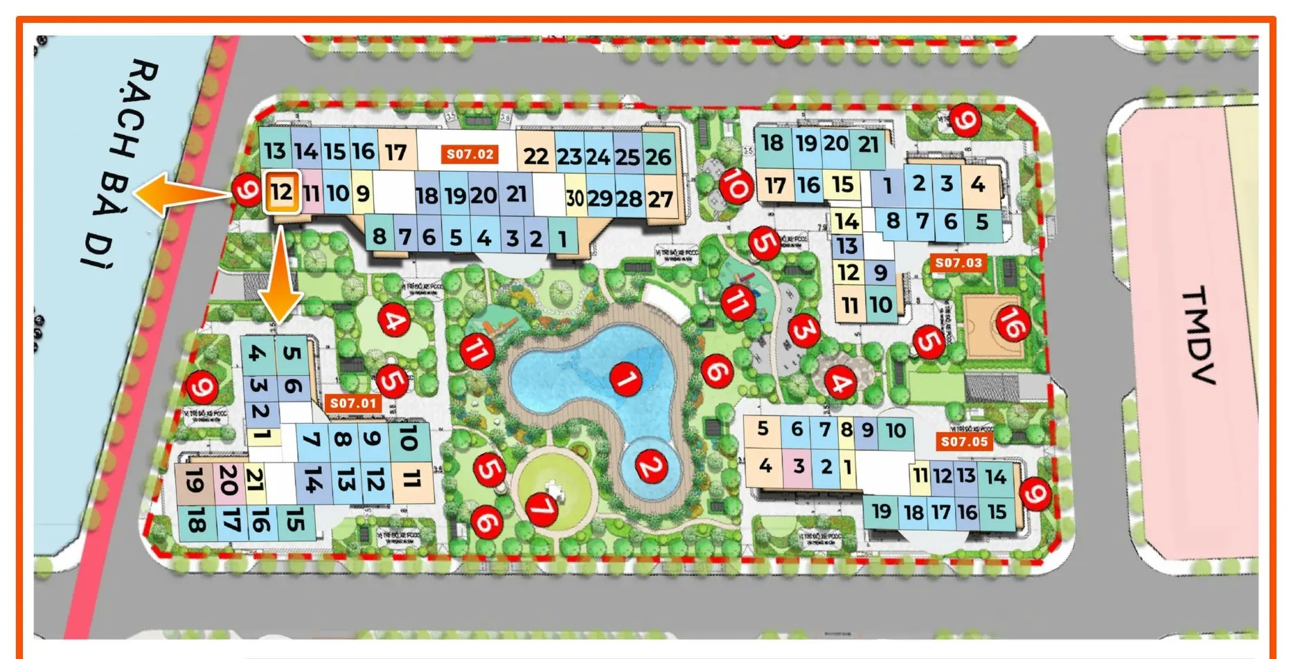  Mặt bằng chi tiết tòa S7.03 The Origami Vinhomes Grand Park