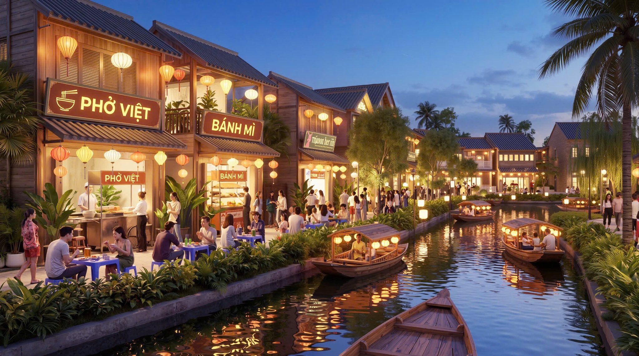 Phổ ẩm thực tại phân khu Golobal Village (Ảnh minh họa)