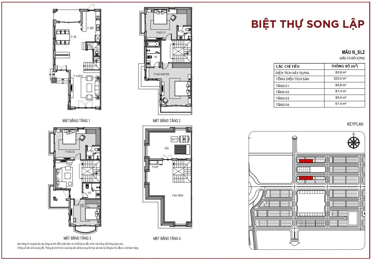 Layout thiết kế biệt thự song lập