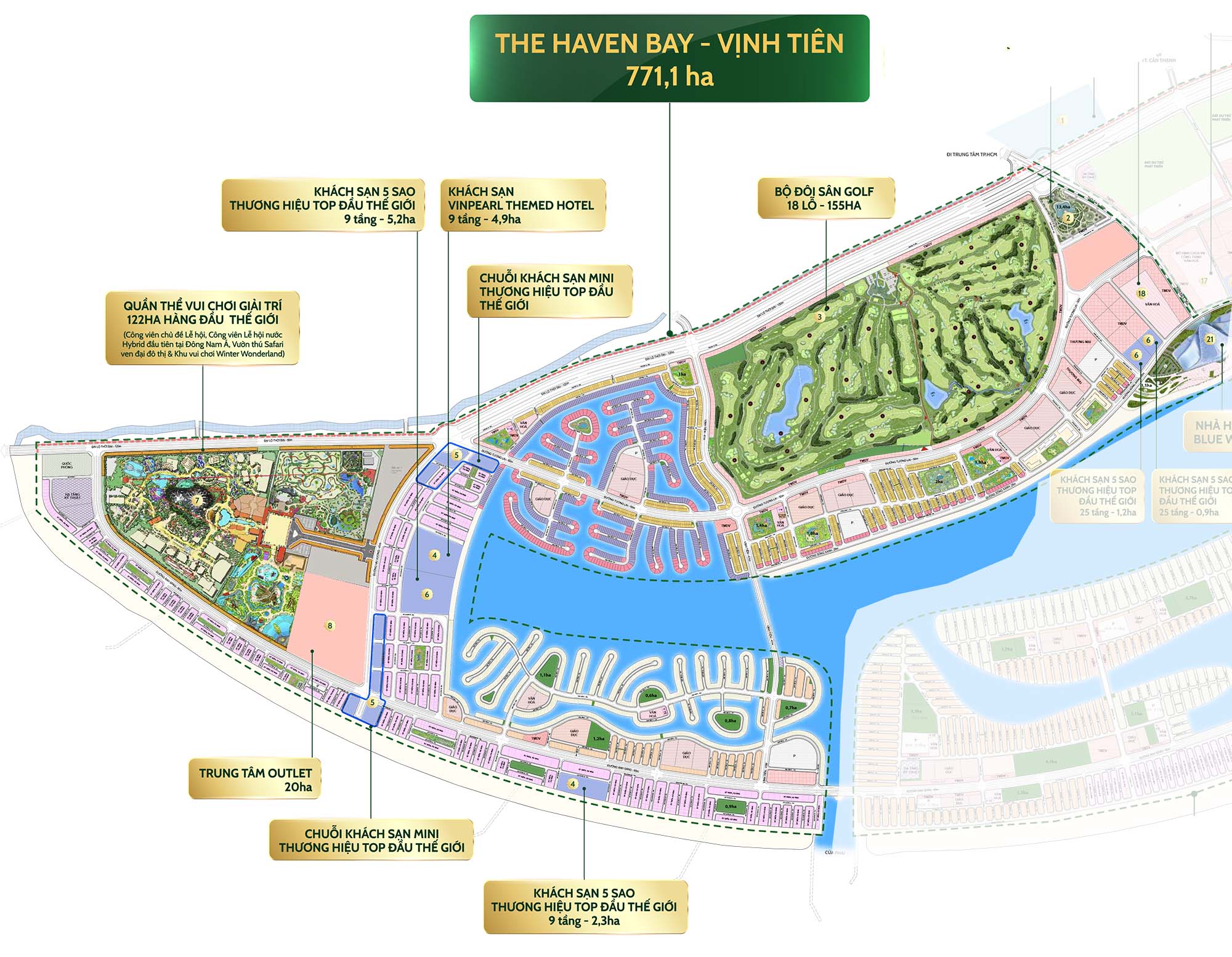 Phối cảnh quy hoạch phân khu The Haven Bay tại Vinhomes Green Paradise