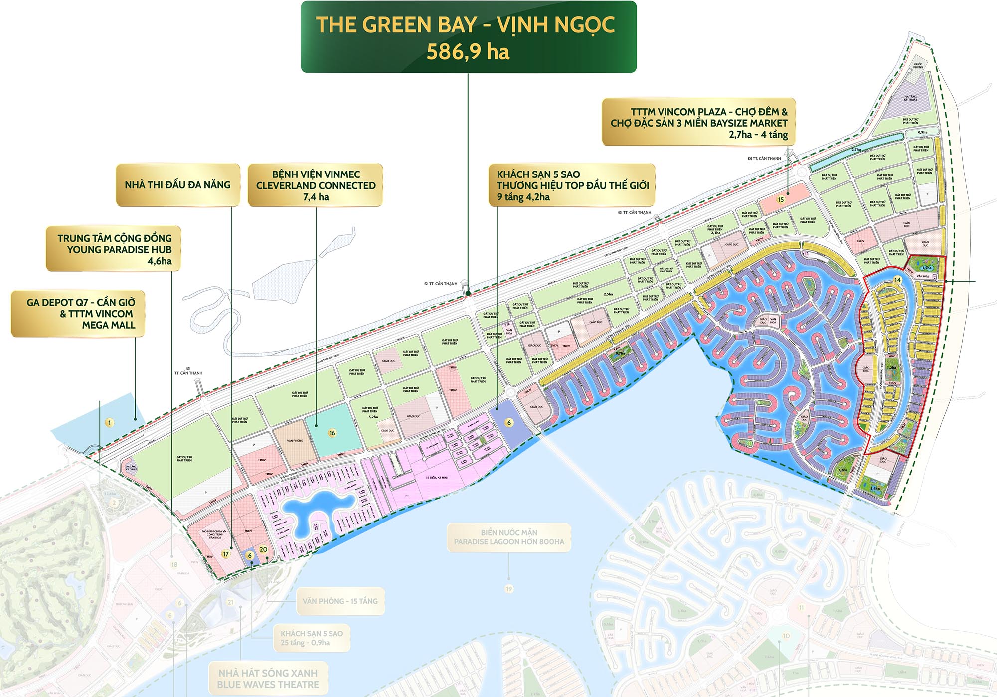Phối cảnh The Green Bay (Vịnh Ngọc) - Thành phố sức khỏe - xanh - sinh thái tại Vinhomes Cần Giờ