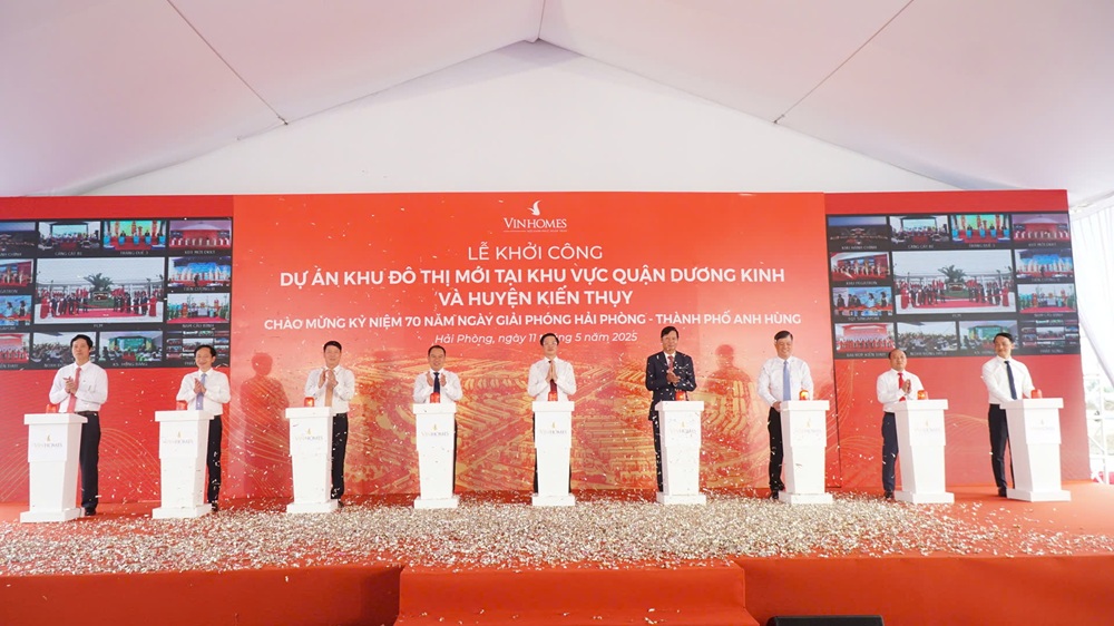 Lễ khởi công xây dựng Khu đô thị mới tại khu vực quận Dương Kinh và huyện Kiến Thụy (tên thương mại là Vinhomes Golden City).