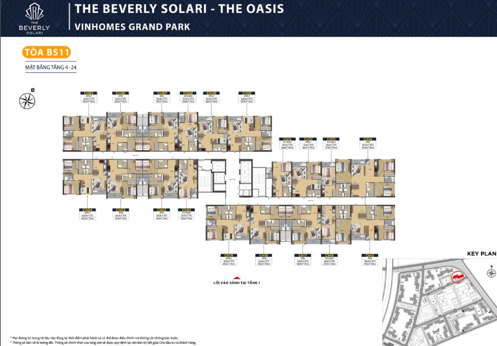 Mặt bằng tầng 4-24 tòa BS11 The Oasis The Beverly Solari