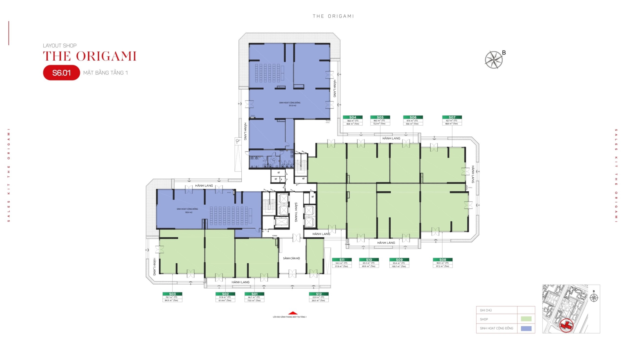 Mặt bằng tầng 1 toà S6.01 - The Origami
