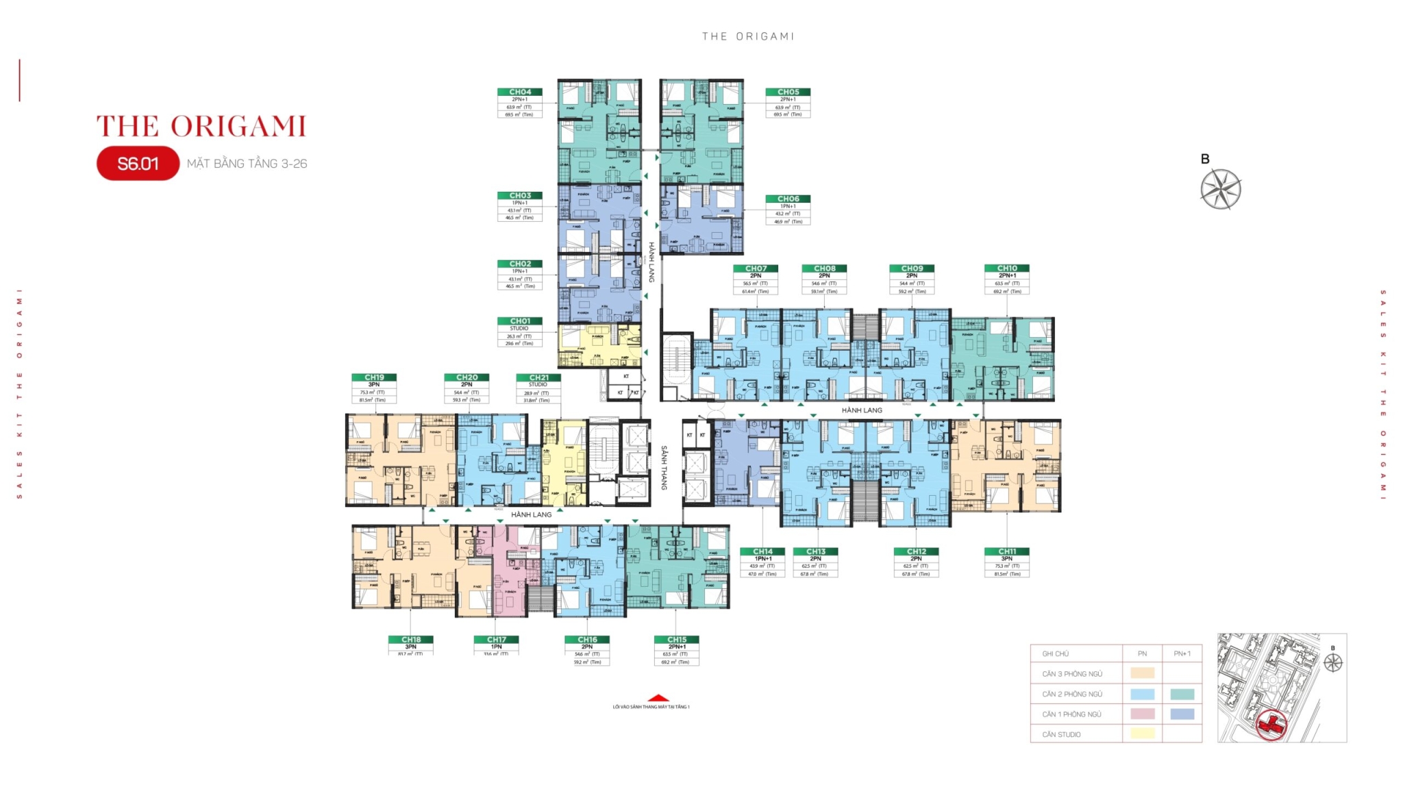 Mặt bằng tầng 3-26 toà S6.01 - The Origami
