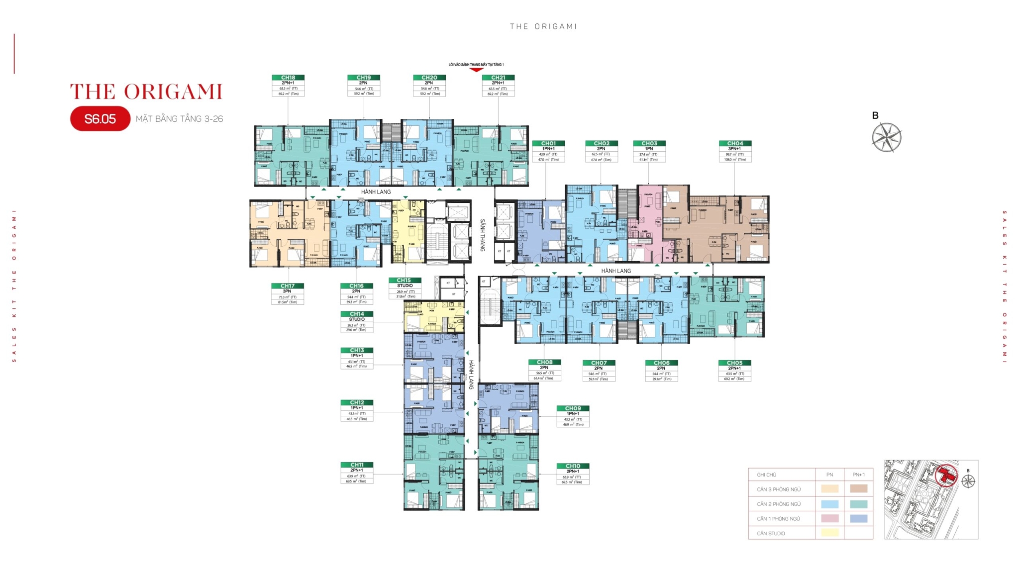 Mặt bằng tầng 3-26 toà S6.05 - The Origami