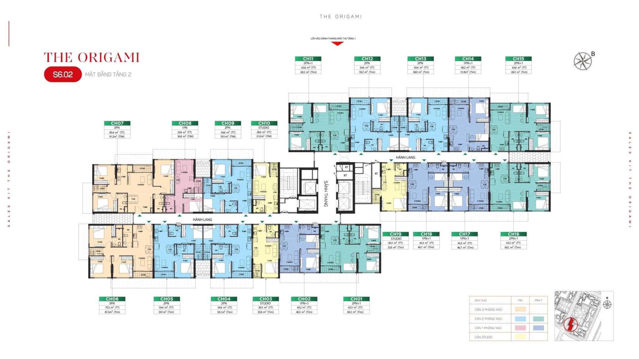 Mặt bằng tầng 2 toà S6.02 - The Origami