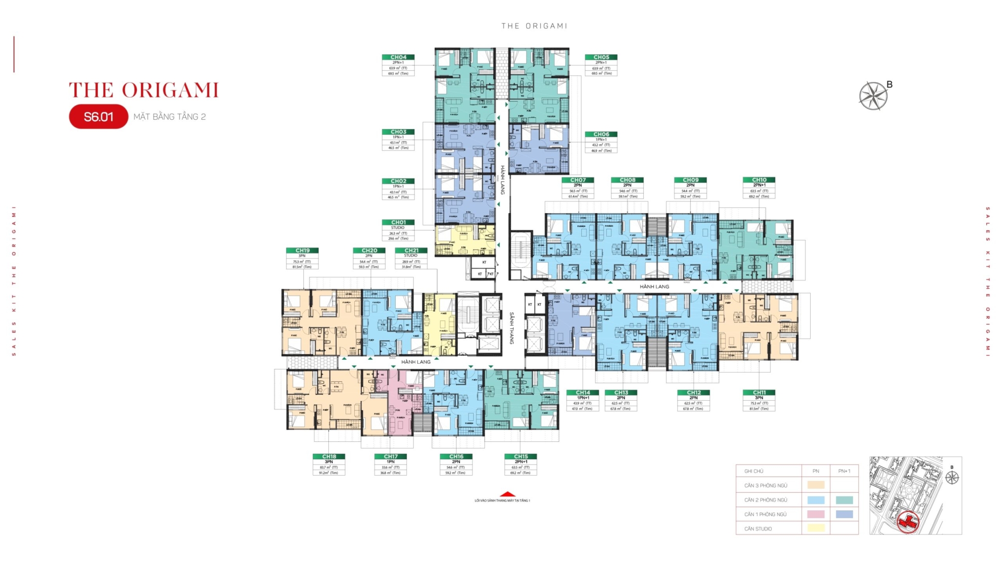 Mặt bằng tầng 2 toà S6.01 - The Origami