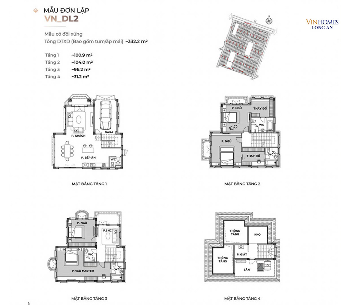 Layout thiết kế chi tiết biệt thự đơn lập Vinhomes Green City Long An