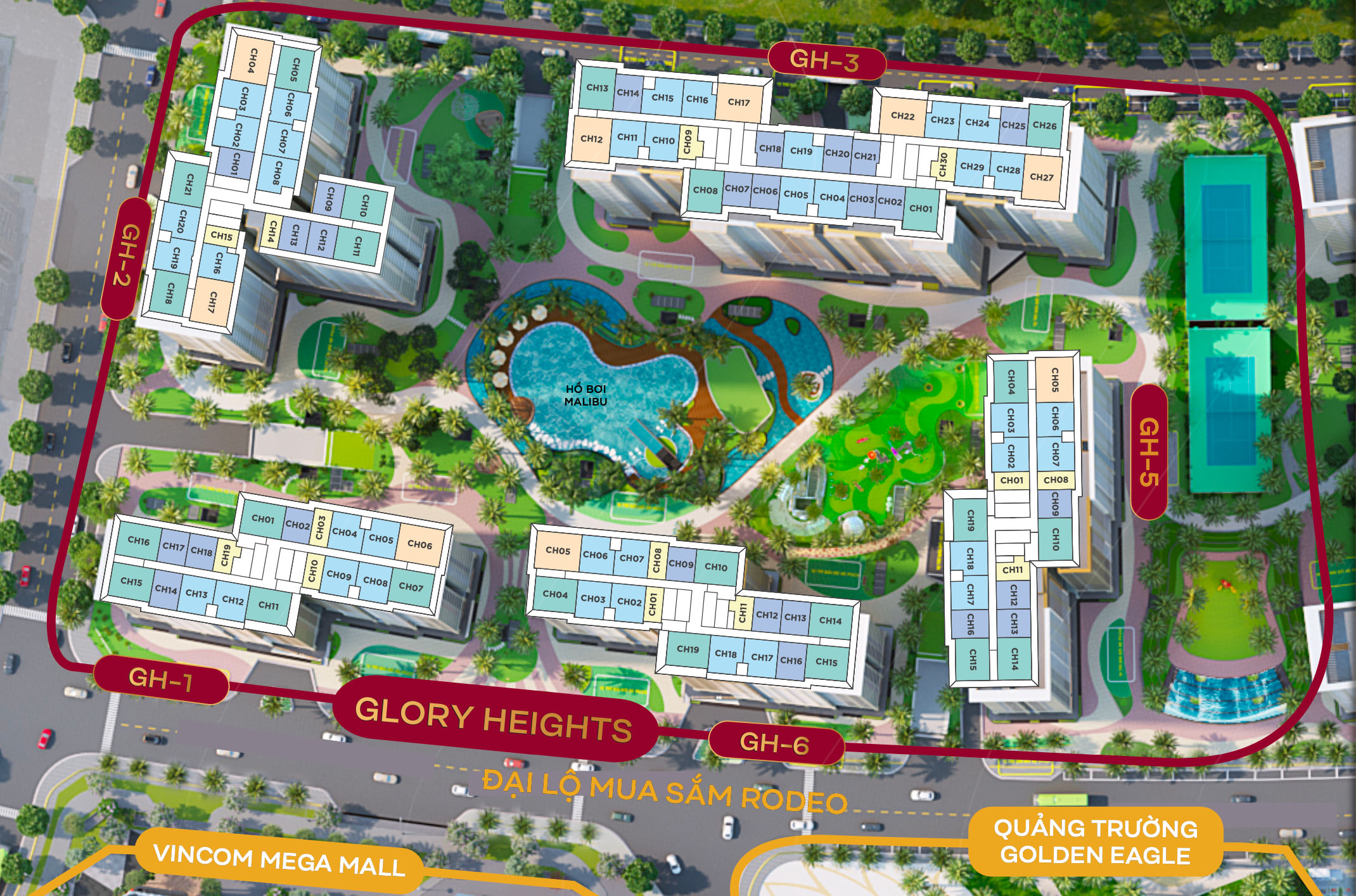 Mặt bằng tổng thể căn hộ Glory Heights Vinhomes Grand Park
