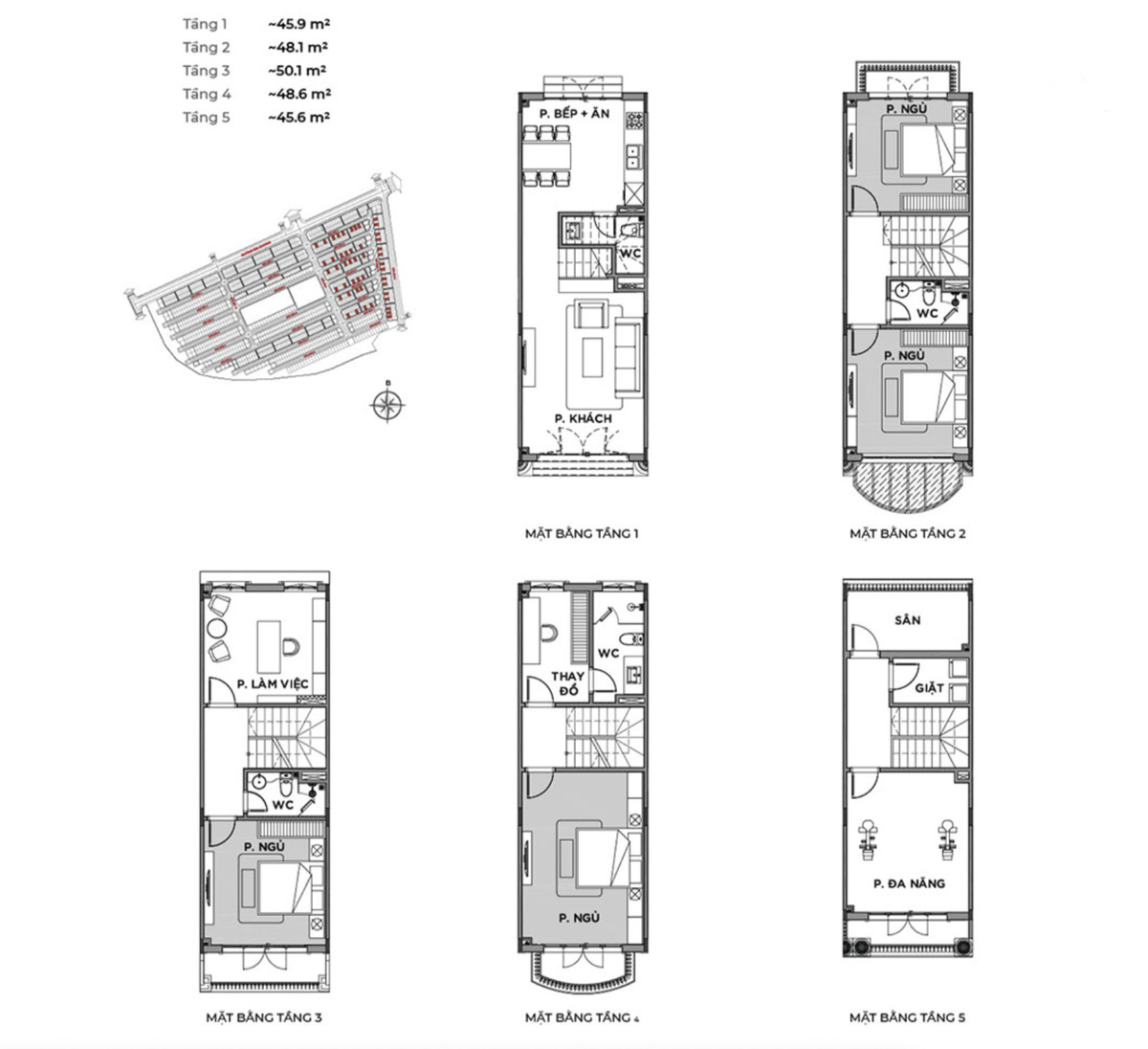 Layout thiết kế chi tiết nhà phố Vinhomes Green City Long An
