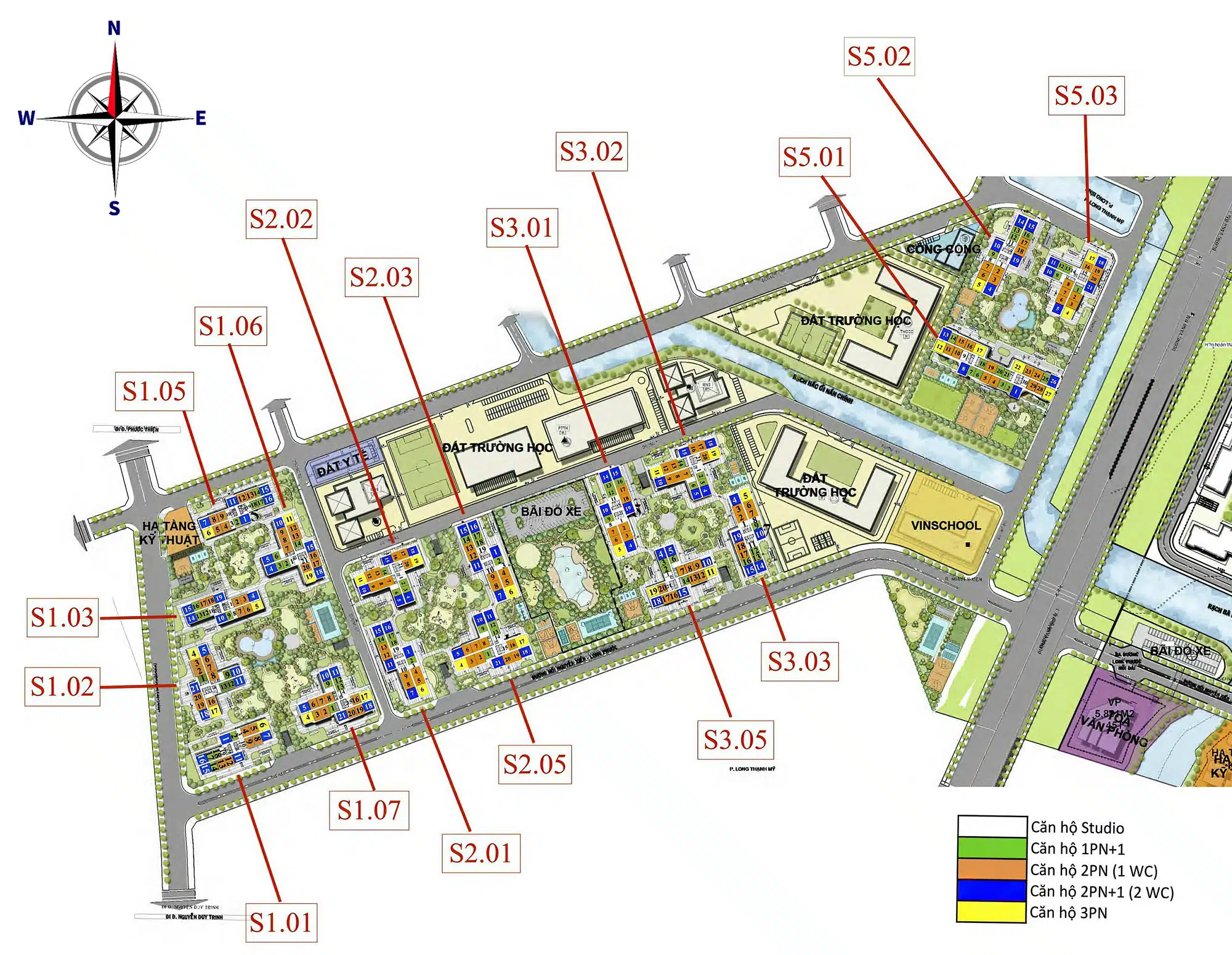 Vị trí toà S5.03 trong phân khu The Rainbow - Vinhomes Grand Park