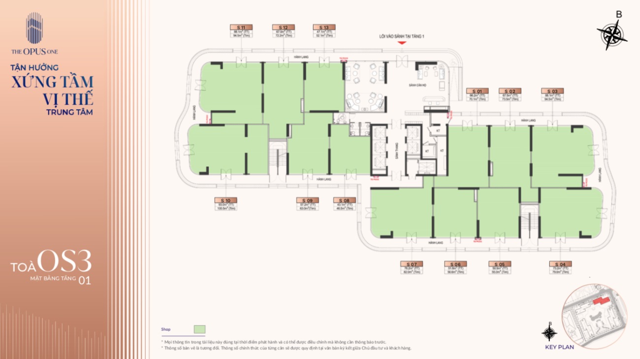 Mặt bằng tầng 1 tại tòa OS3