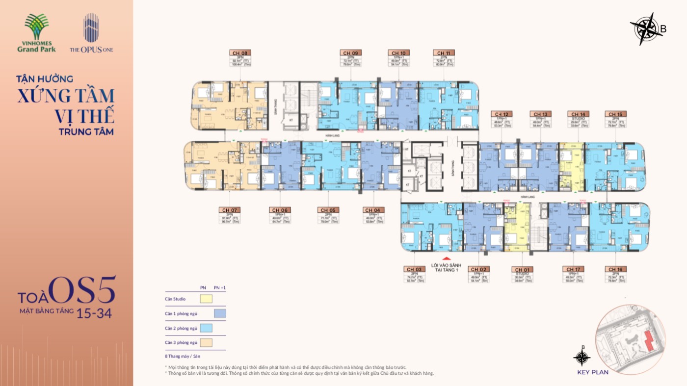Mặt bằng tầng 15 đến tầng 34 tại tòa OS5