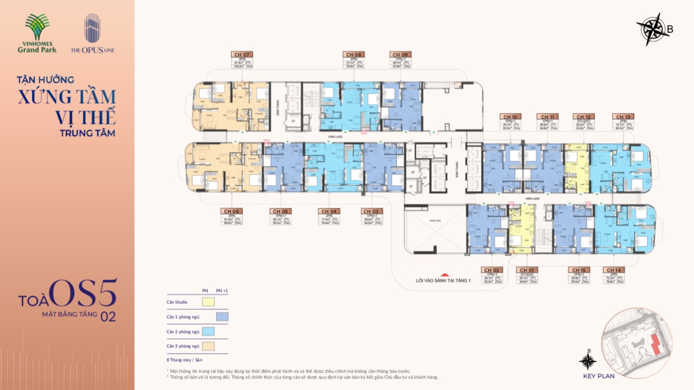 Mặt bằng tầng 2 tại tòa OS5