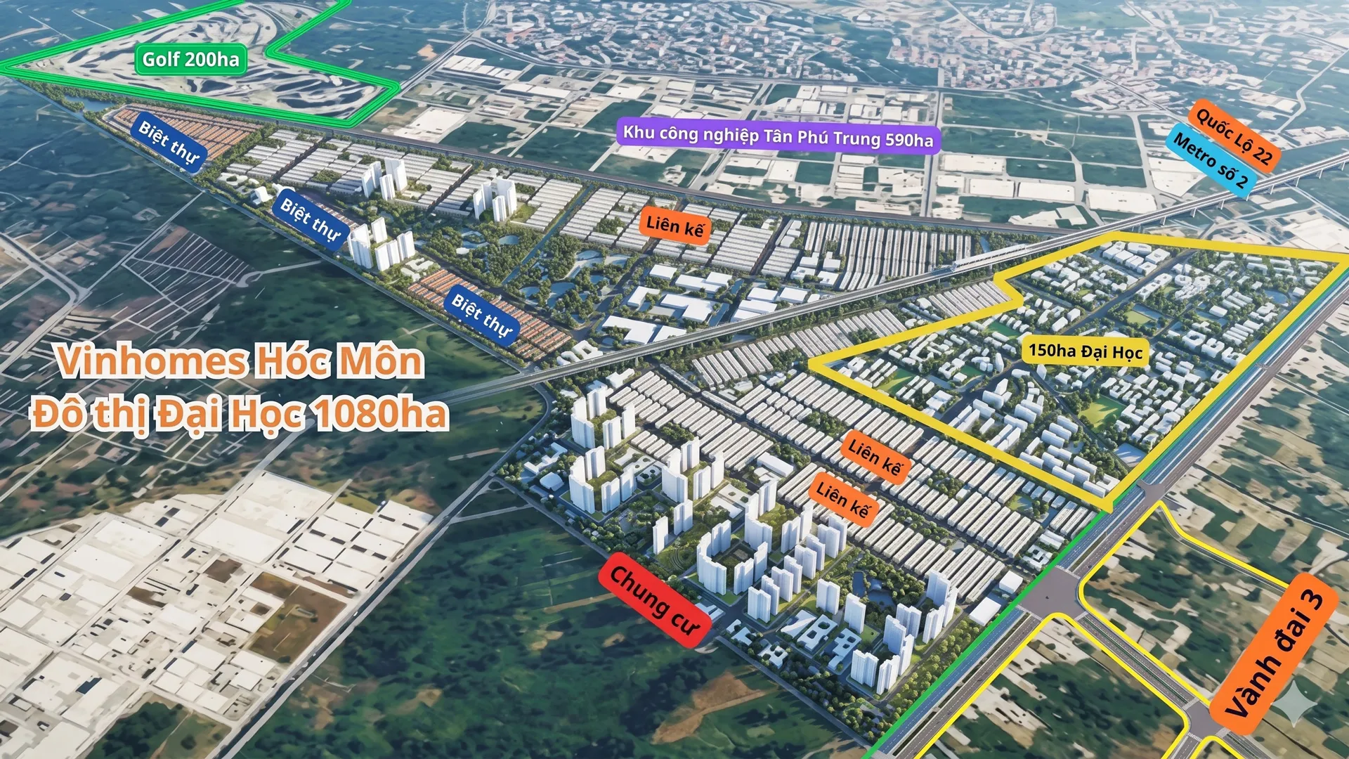 H&igrave;nh ảnh to&agrave;n cảnh dự &aacute;n khu đ&ocirc; thị&nbsp;Vinhomes SaiGon Park 