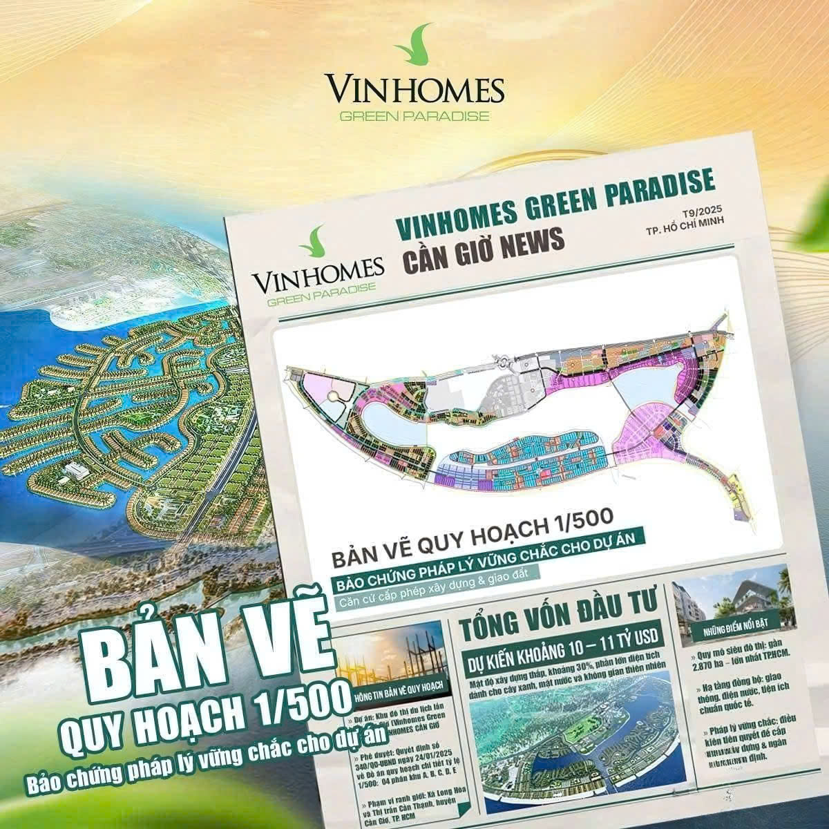 Bản vẽ quy hoạch 1/500 của Vinhomes Green Paradise Cần Giờ, bảo chứng pháp lý vững chắc cho dự án.